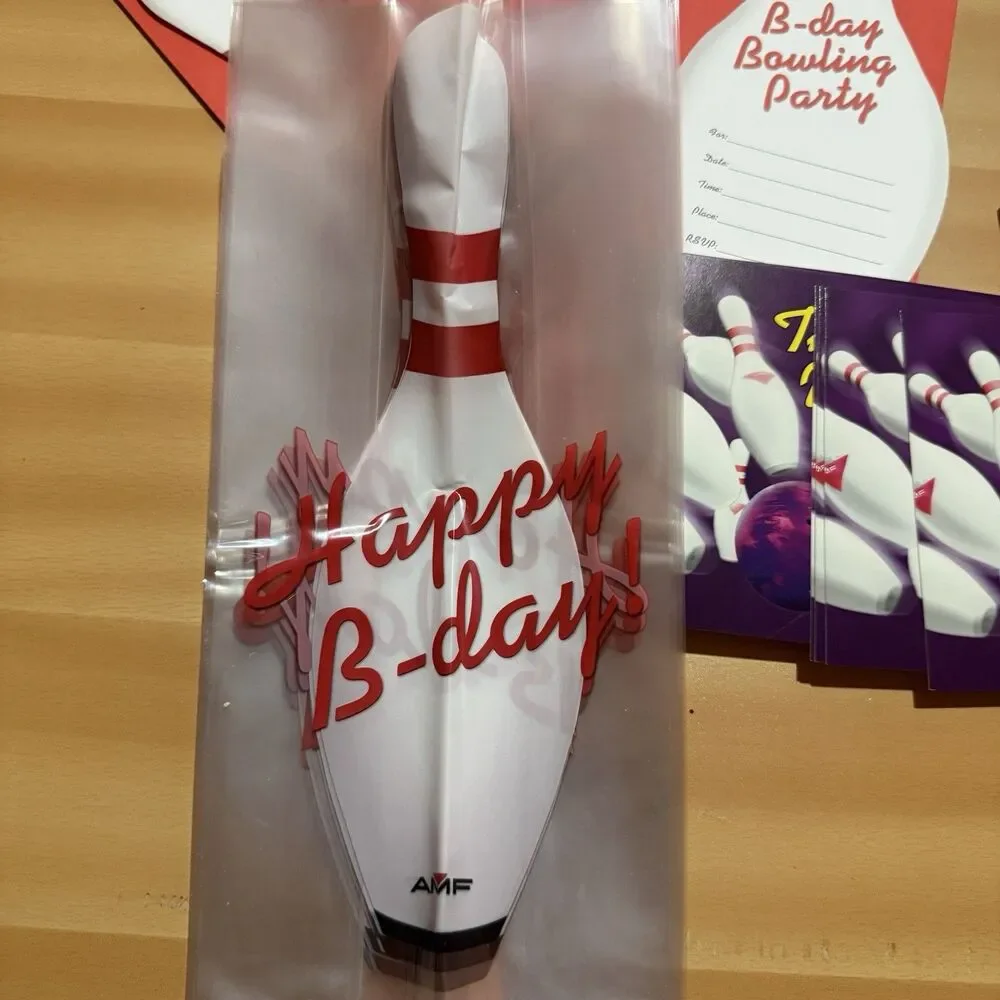 Bowling Party Set Invitations Thank You Postcards Goodie Bags Clear New